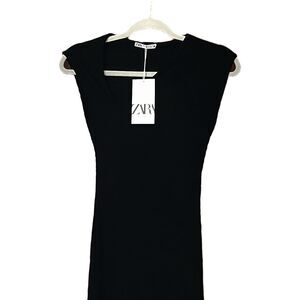 ZARA Black Long Stretch Knit Bodycon Dress Size Small US Women's Elegant